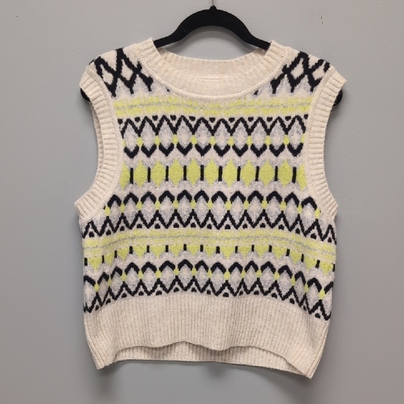 NWT DKNY Yellow & Black Sweater Vest With A Hint Of Sparkle. Size XL - Picture 1 of 5